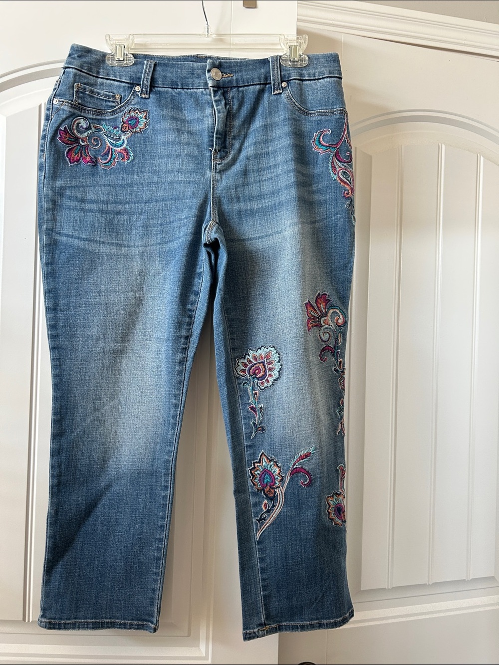 The Children's Place Blue Straight-Leg Jeans with Floral Embroidery